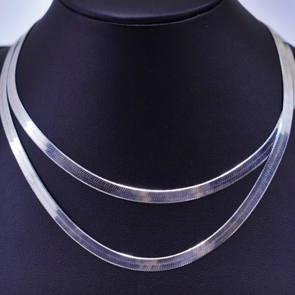 Vintage Milor Italian Sterling Silver 925 Herringbone Chain 30"